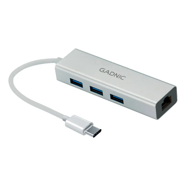 Adaptador Usb Tipo C A Rj45 Ethernet Red Lan + Hub Usb 3.0