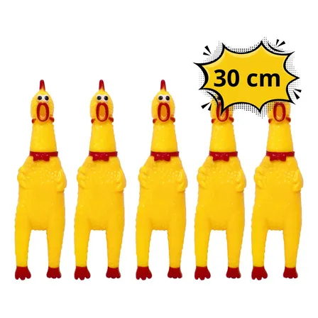 5 Brinquedos Pet Mordedor Frango Galinha De Borracha - 30 Cm