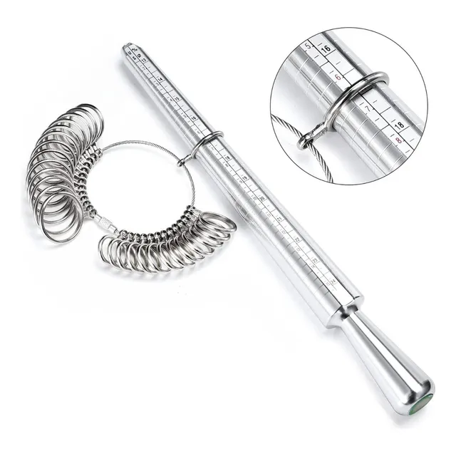 Set Mandril Medidor Anillos Y Aros Talla Dedos Joyería Metal