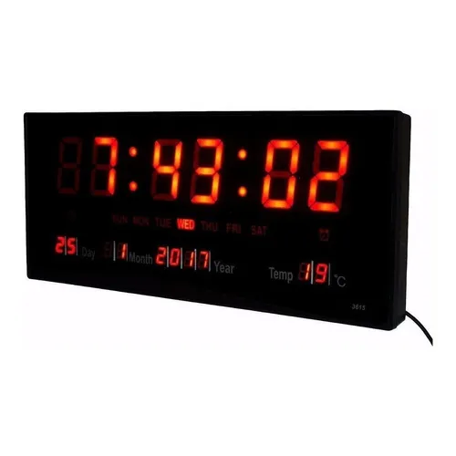 Reloj Digital Pared Led Fecha Temperatura / Electronicaroca