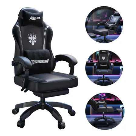 Silla Gamer Reclinable Apoyapiés Ergonómica Y Cojin Lumbar