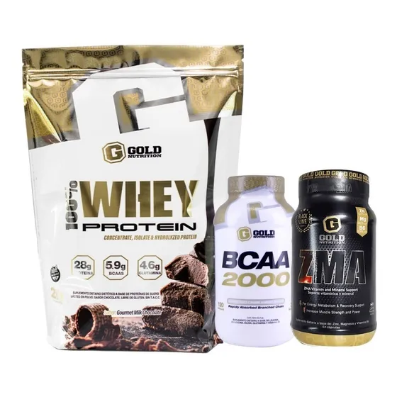 Whey Protein + Bcaa 2000 + Zma. Combo Gold Nutrition. Outlet