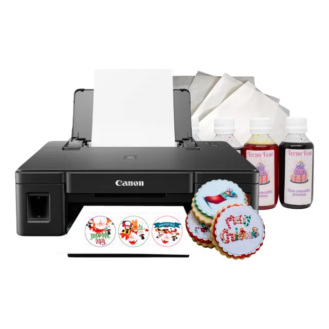 Impresora Comestible Canon Con Tintas Y Obleas Super Kit 