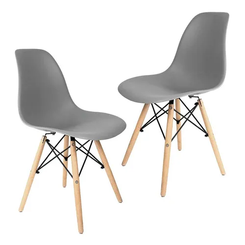 Kit De 2 Sillas Eames Moderna Minismalista Silla Comedor Asiento Gris