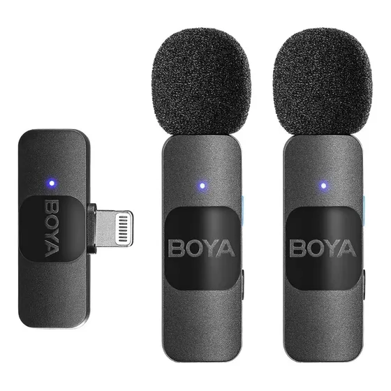 Micrófonos inalámbricos de solapa Boya BY-V2 para celular IOS Lightning color negro