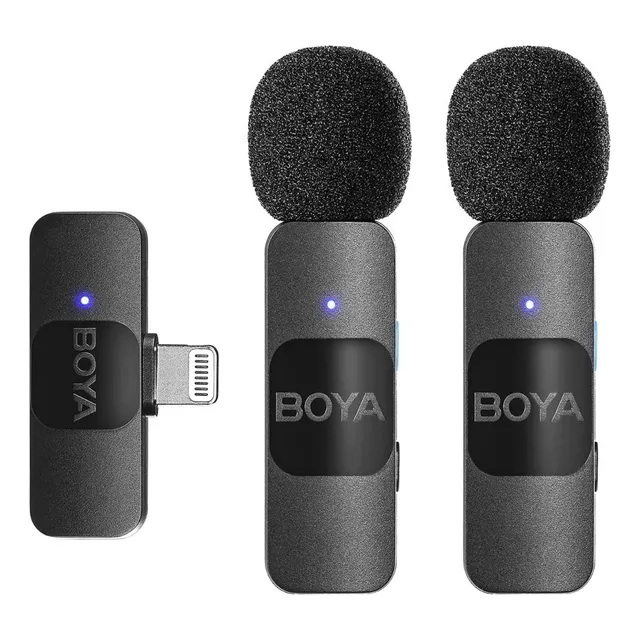 Micrófonos inalámbricos de solapa Boya BY-V2 para celular IOS Lightning color negro