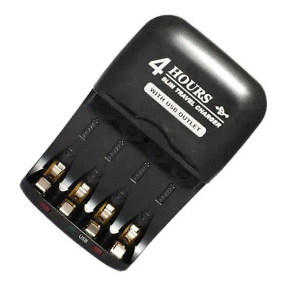Cargador Rápido De 4 Pilas Aa / Aaa Con Salida Usb
