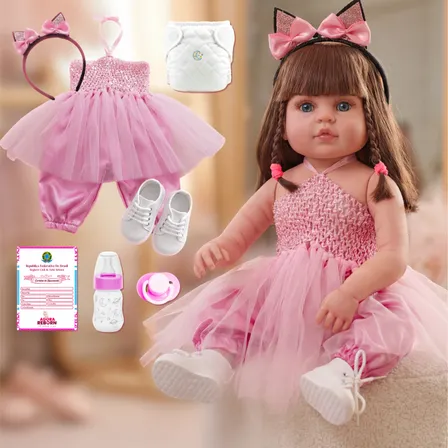 Bebê Reborn Bailarina Boneca Silicone Menina Pode Dar Banho