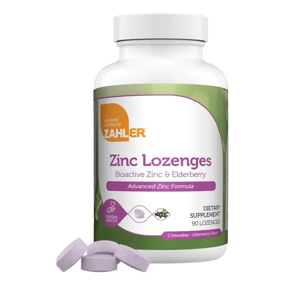 Suplemento Zahler Zinc 25 Mg Y Saúco 100 Mg 90 Pastillas