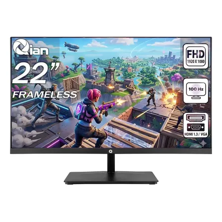 Monitor Qian 21.5 Prolite22, Plano, Full Hd 1920×1080, Panel Va, 100hz, 4ms, Vesa, Hdmi 1.3, Vga Negro, Para Xbox Series X/s, Ps4/ps5/nintendo Switch, Qmf-vaf22-02