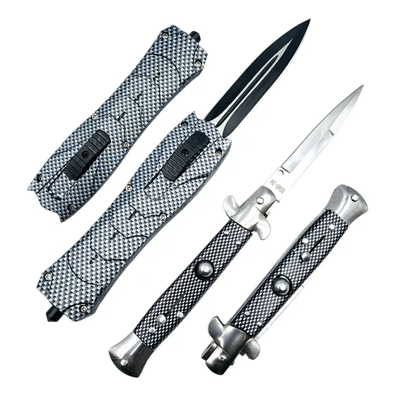 Kit 2 Faca Canivete Automático Abertura Frontal Quebra Vidro