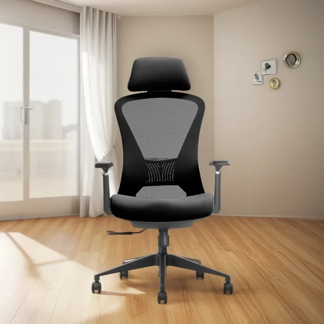 Silla Ergonómica Para Oficina Texas Black _ Decorplas Color Negro