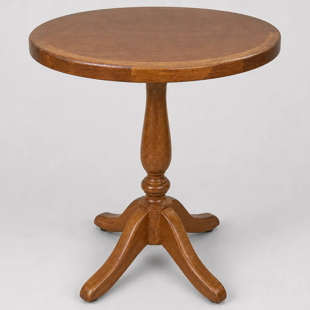 Mesa Lateral Rústica Vintage Pé Torneado Com Borda Castanho Mesa Lateral Rústica Vintage Pé Torneado Com Borda Castanho