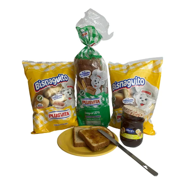 Kit 2 Bisnaguito + Pao De Forma Integral Plusvita 480g