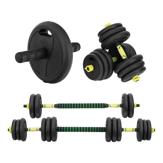 Set Mancuernas Altera 20 Kg Barra Recta Pesas Para Ejercicio Color Amarillo
