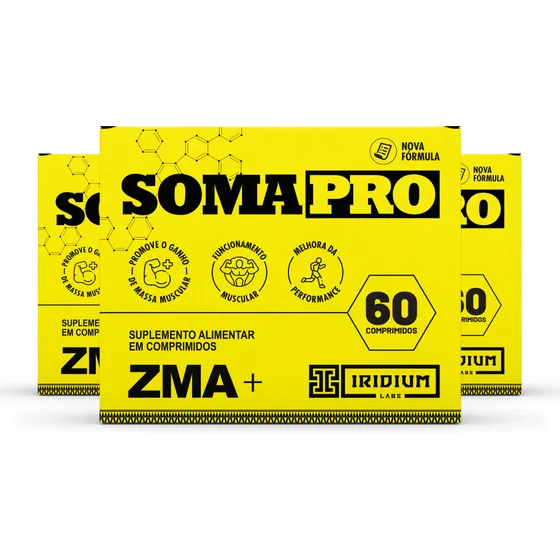 Soma Pro ZMA Iridium Labs Pré Hormonal - 60 Comps - Kit 3 Caixas Sabor Sem sabor