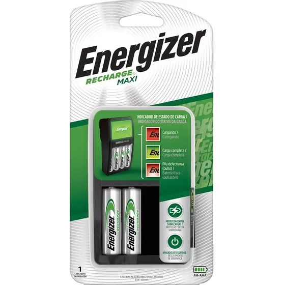 Cargador De Pilas Aa/aaa Energizer Maxi - Incluye 2 Pilas Recargables Aa 1300 Mah
