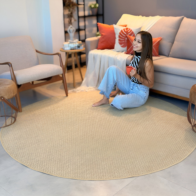 Tapete Sisal Redondo Para Decoração De Sala Antiderrapante Tapete Sisal Redondo Para Decoração De Sala Antiderrapante
