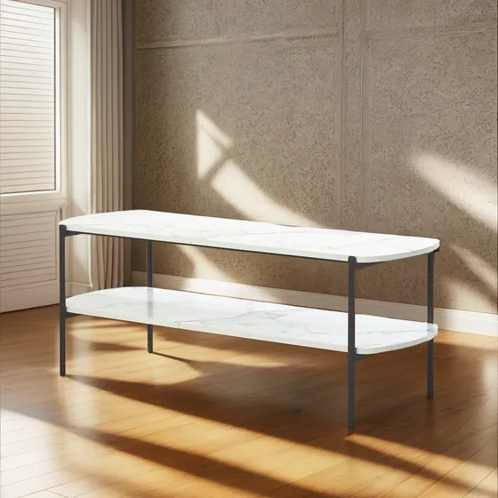 Mesa De Arrime Ratona 2 Estantes Industrial Moderna 120 Cm Color Marble