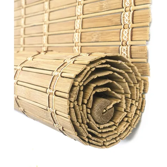 Cortina bambu madera Bamb Roller con cuerda regulable persiana color marrón claro 150 cm x 120 cm