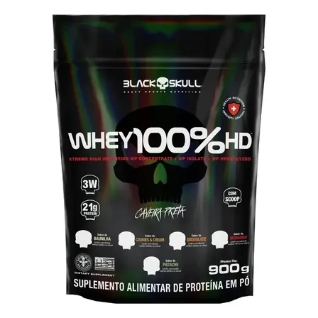 Suplemento En Pó Black Skull Whey Protein Massa Muscular Proteína De Whey 100% Hd Sabor Chocolate X 900g
