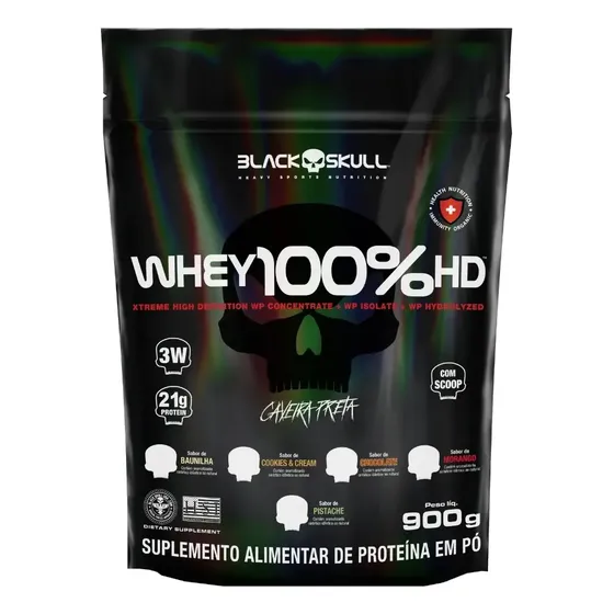 Suplemento en pó Black Skull Whey Protein Massa Muscular Proteína de Whey 100% HD sabor chocolate x 900g