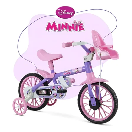 Bicicleta Infantil Menina 2 A 4 Anos Aro 12 Disney Minnie Rosa/violeta 12