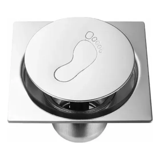 Rejilla Centro Piso Tapa Ciega Push Acero Inox Cromado 10x10