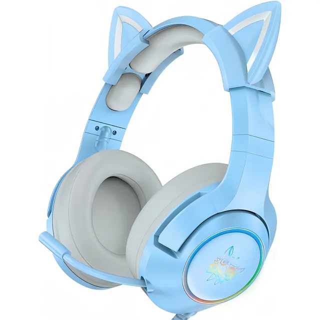 Auriculares Gamer Onikuma K9 con luz RGB azul cielo