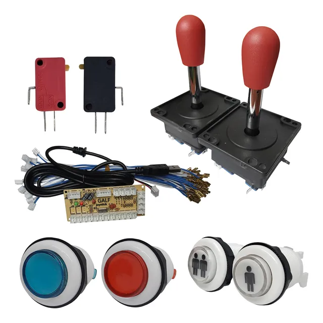 Kit Arcade Usb Palanca Tipo Calle Botón Azul Y Rojo