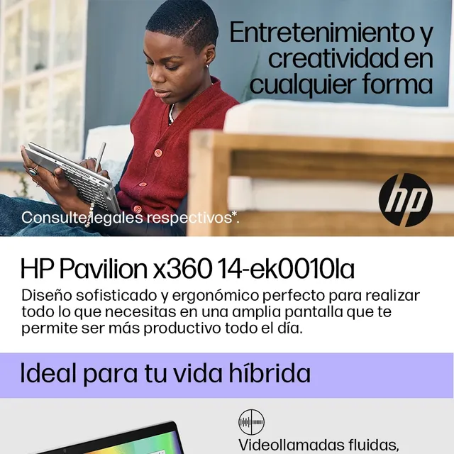 Notebook HP 14-ek0010la Intel Core i3 - 8GB RAM - 512GB SSD - 14" Multi Táctil - Plata Natural - Excelente (Reacondicionado)