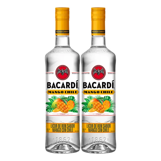 Pack De 2 Licor De Ron Bacardi Mango Chile 750 Ml