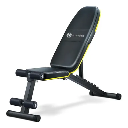 Sportisimo Banco de Pesas Ajustable y Banca Plegable para Gym | Adjustable Weight Bench | 10 Posiciones Inclinado/Declinado · 320 kg · Acero Reforzado | Press Pecho, Hip Thrust, Abdominales | Negro