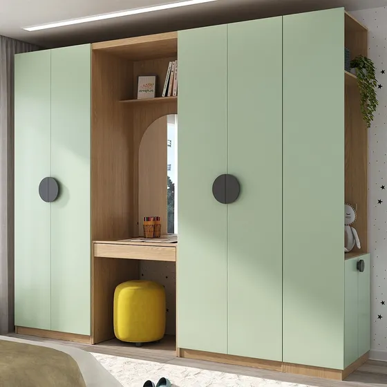Guarda Roupa Modulado Infantil 4 Peças 6 Portas Com Wt