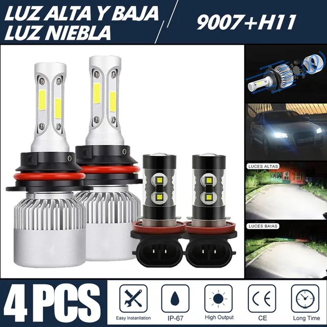 Cd- Kit De Focos Led 8000lm Luz Alta/baja/niebla Para Suzuki