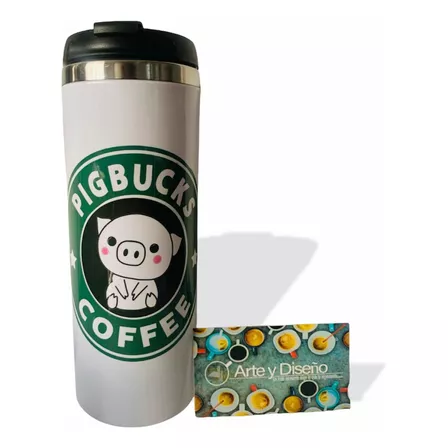 Termo De Puerquito Tipo Starbucks Coffee Color Blanco