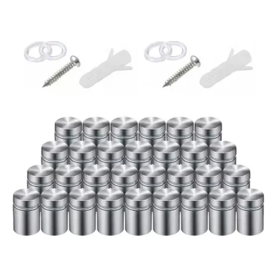 30 Chapetones para Montaje de Herrajes Vidrio 19x25mm con Escudo Tubo de Expansión y Tornillos CORTES CO-1515