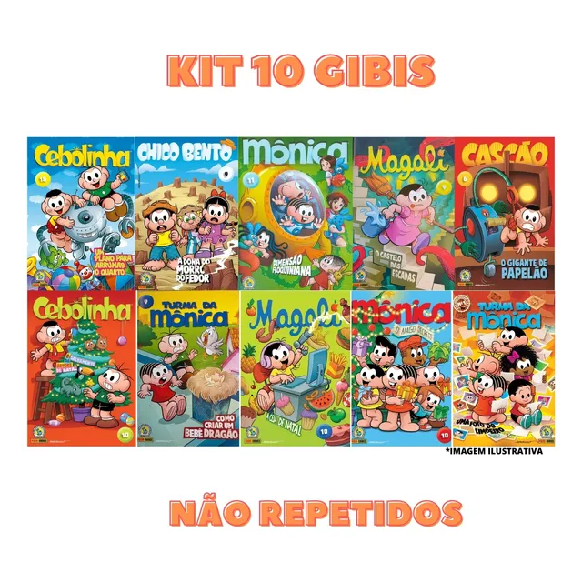 Turma Da Mônica - Kit Com 10 Gibis Novos E Não Repetidos