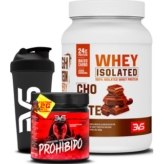 100% Whey Isolado 900g + Pré Treino Prohibido 360g + Shaker Sabor Chocolate 100% Whey Isolado 900g + Pré Treino Prohibido 360g + Shaker Sabor Chocolate