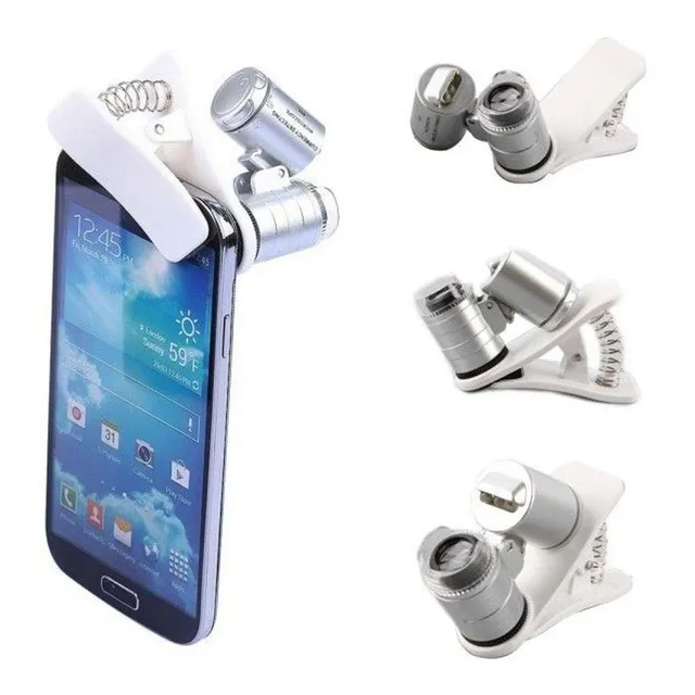 Lupa Microscopio 60x Para Celular Universal Con Luz Led Y Uv