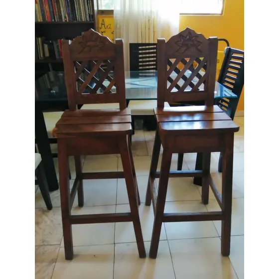 Banco Sillas De Madera Con Espaldar Para Barra Comedor Hogar