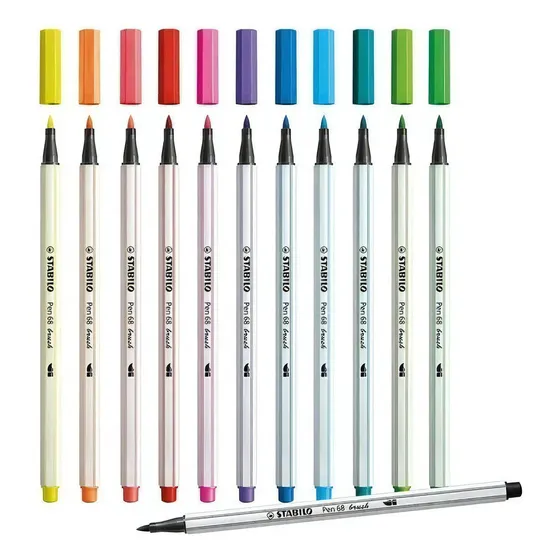 Lapices Stabilo Brush Pen Punta Pincel Set X 12 Unidades