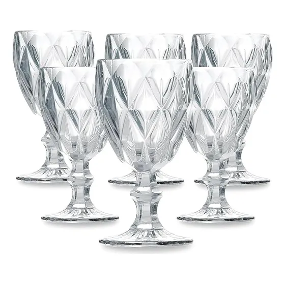 Jogo De Taças Diamond 340ml Transparente - 06 Pçs