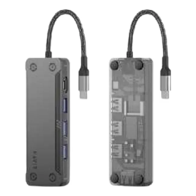 Adaptador Hub Tipo C 5 En 1 Havit Hb4020 Usb-a/hdmi/pd 100w Color Gris