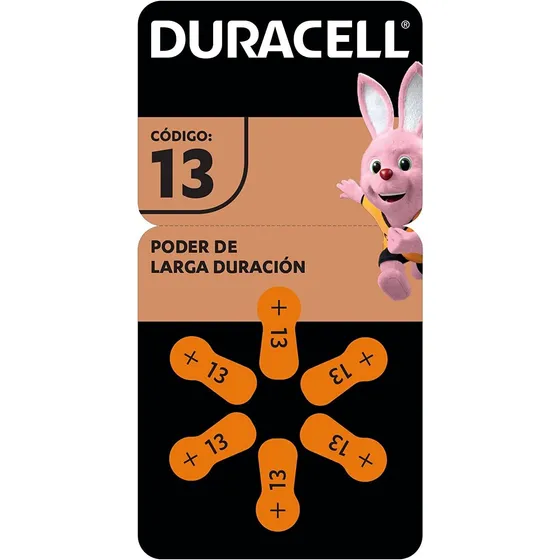 Pilas Duracell Auditiva Hearing Aid 13 Botón - 6 Unidad