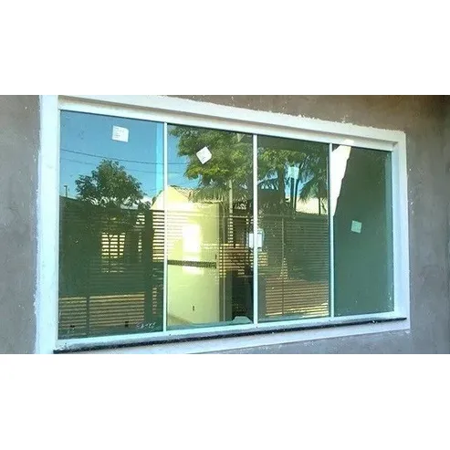 Combo Janela 4 F 2000x1200 Blindex 8mm Verde Com Grade