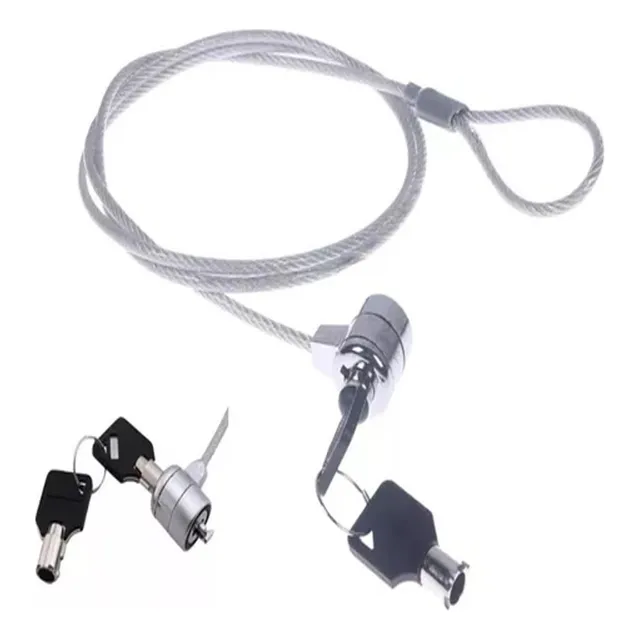 Guaya De Seguridad Con 2 Llaves Para Portátil Monitor Y Pc Color Plateado