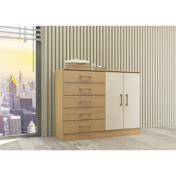 Comoda-cajonera Con Puertas Y Cajones En Mdp