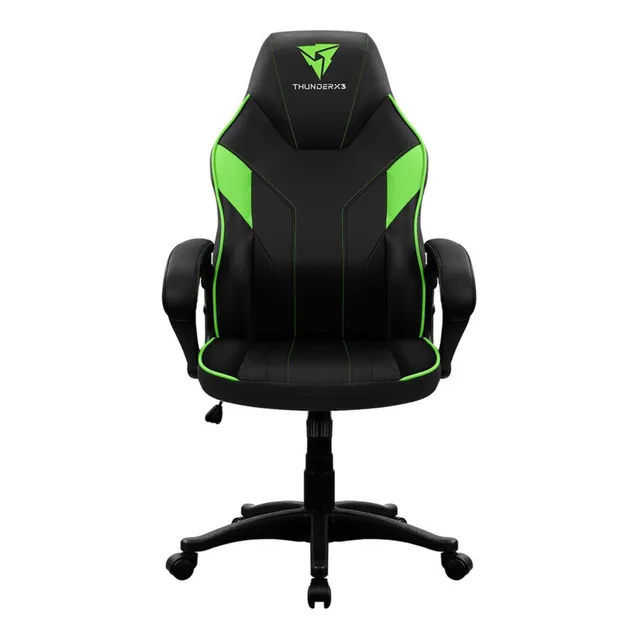 SILLA DE ESCRITORIO THUNDERX3 EC1 GAMER ERGONÓMICA NEGRA Y VERDE CON TAPIZADO DE CUERO SINTÉTICO