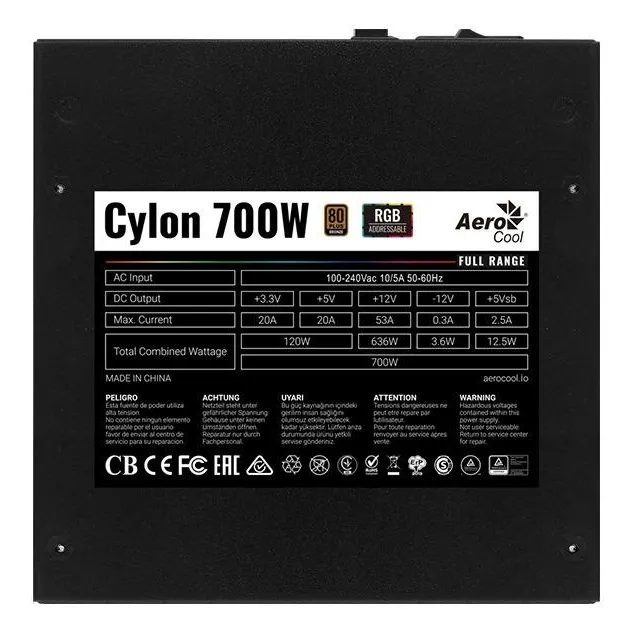 Fuente de poder para PC Aerocool Advanced Technologies Cylon 700W Full Range 700W black
